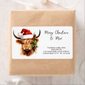 Santa Highland Kuh Festive Animal Rücksendeadresse (Insitu)