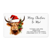 Santa Highland Kuh Festive Animal Rücksendeadresse (Vorne)