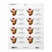 Santa Highland Kuh Festive Animal Rücksendeadresse (Vorne)