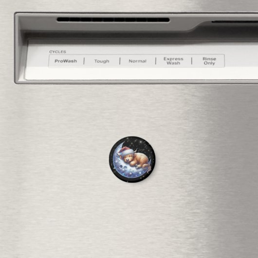 Santa Highland Kuh Schlafen auf dem Mond Magnet (In Situ (Geschirrspüler))