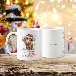 Santa Highland Kuh Script Name Merry Weihnachten Kaffeetasse