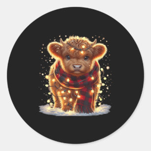Santa Highland Kuh Weihnachten Xmas Baby Wollig Ba Runder Aufkleber