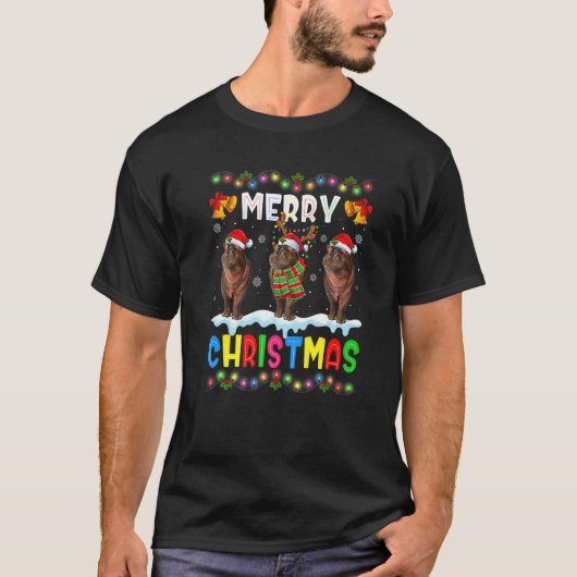 Santa Hippo Animals Merry Christmas Pajama T-Shirt (Vorderseite)