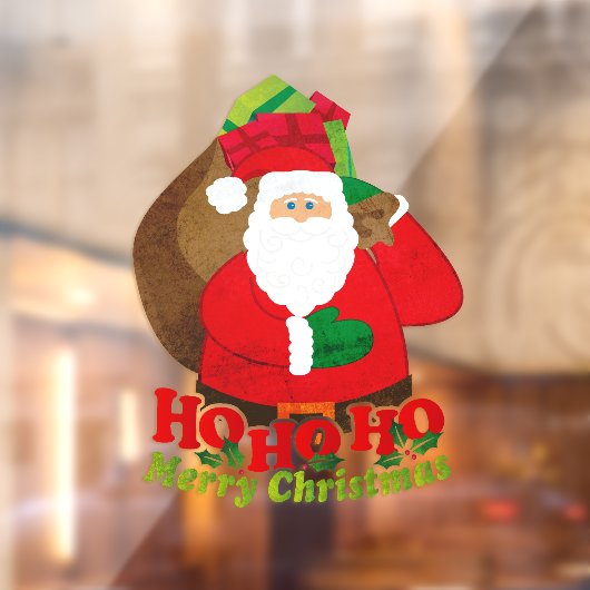 Santa Ho ho ho Frohe Weihnachten rot grün braun Fensteraufkleber (Blatt 2)