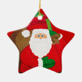Santa "Ho Ho Ho Frohe Weihnachten" Sternschmuck Keramikornament (Vorne)