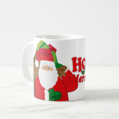 Santa "Ho Ho Ho Frohe Weihnachten" weiße Tasse (Vorderseite Links)