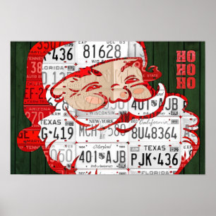 Santa Ho Ho Ho Gerecycelt Vintages Lizenzschild Ku Poster