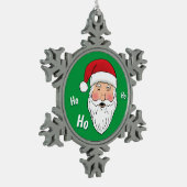 Santa (Ho, Ho, Ho) Schneeflocken Zinn-Ornament (Links)