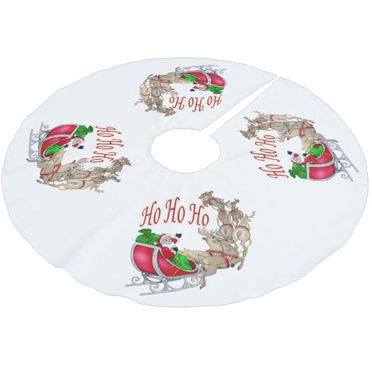 Santa Ho Ho Ho Sleigh Rentier Classic Polyester Weihnachtsbaumdecke (Schrägansicht)
