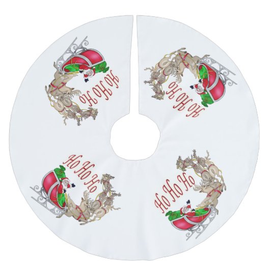 Santa Ho Ho Ho Sleigh Rentier Classic Polyester Weihnachtsbaumdecke (Vorderseite)