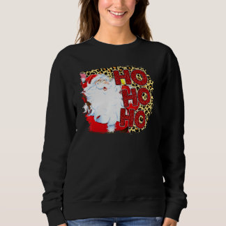 Santa Ho Ho Ho Vintage Leopard Karo Buffalmuster Sweatshirt