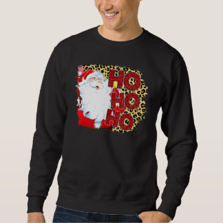 Santa Ho Ho Ho Vintage Leopard Karo Plaid Sweatshirt