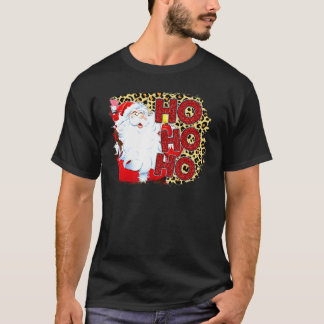 Santa Ho Ho Ho Vintage-Leoparden-Buffalo-Kariert T-Shirt