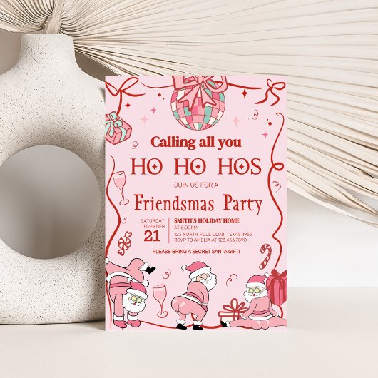 Santa Ho Ho Hos Funny Friendsmas Weihnachtsfeierta Einladung