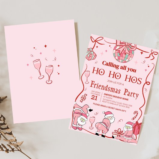Santa Ho Ho Hos Funny Friendsmas Weihnachtsfeierta Einladung