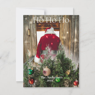 Santa Ho Ho Ornamente Personalisiert Red Green Feiertagskarte