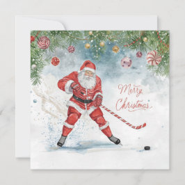 Santa Hockey Christmas Card Feiertagskarte