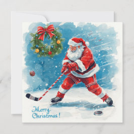 Santa Hockey Christmas Card Feiertagskarte