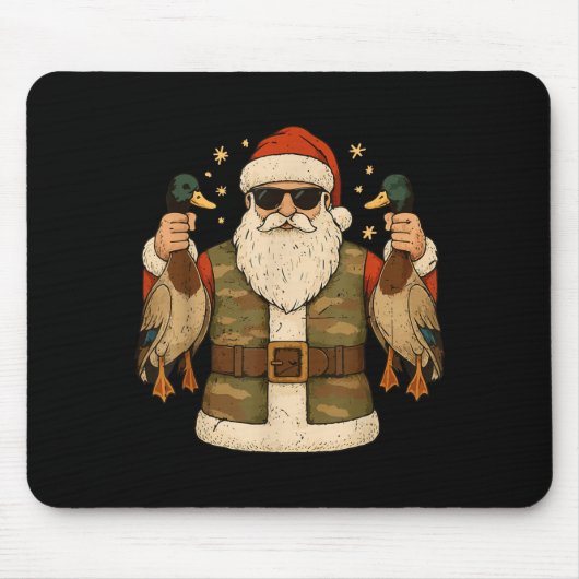 Santa Hold Mallard Duck Hunting Christmas Pajama T Mousepad (Vorne)