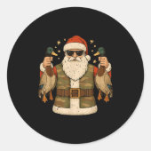 Santa Hold Mallard Duck Hunting Christmas Pajama T Runder Aufkleber (Vorderseite)