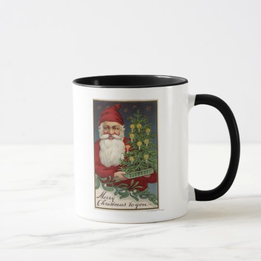 Santa Holding a Candlelit Tree Tasse (Rechts)