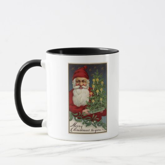 Santa Holding a Candlelit Tree Tasse (Links)