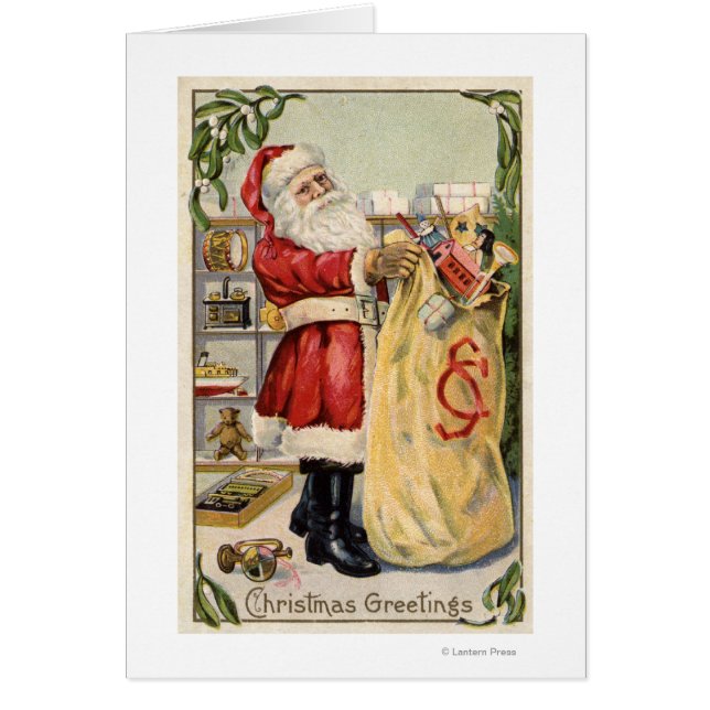 Santa Holding a Überlauftasche of Toys (Vorne)