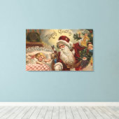 Santa Holding Doll, Schlafmädchen Leinwanddruck (Insitu (Holzboden))