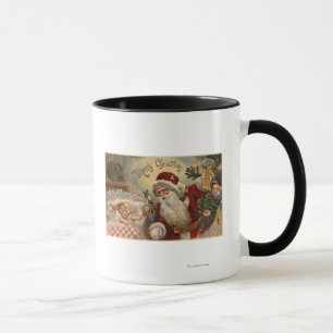 Santa Holding Doll, Schlafmädchen Tasse
