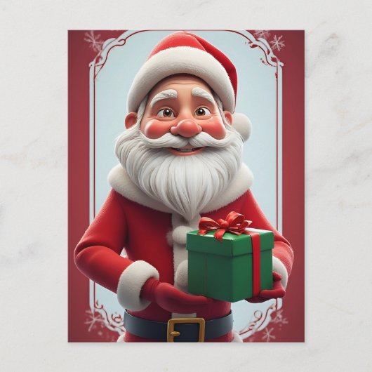 Santa Holding Geschenkboxen Weihnachten fertig Postkarte (Vorderseite)