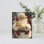 Santa Holding Kitten Feiertagspostkarte (Stehend Vorderseite)