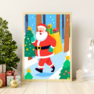 Santa Holding präsentiert Wall Art Zeichnend Poste Poster