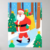 Santa Holding Presents Wall Art Drawing Poster (Vorne)