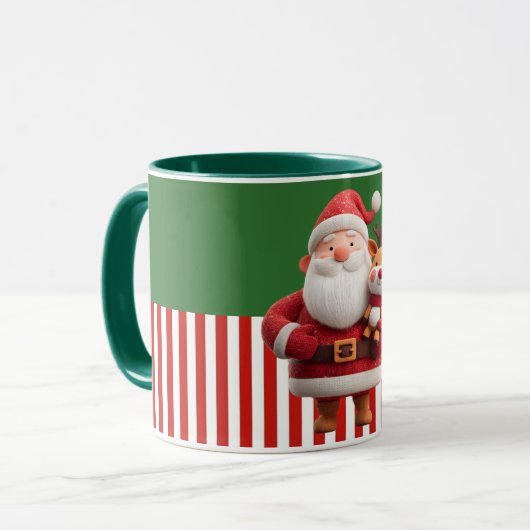 Santa Holding Reindeer Toy Tasse (Vorderseite Links)