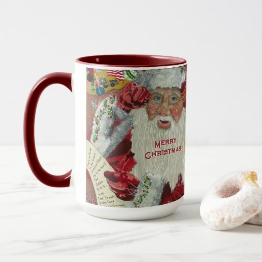 Santa Holiday 15 oz Klassische Tasse zweimal überp (Mit Donut)