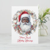 Santa Holiday Blessings Flat Card Einladung (Stehend Vorderseite)