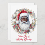 Santa Holiday Blessings Flat Card Feiertagskarte (Vorne/Hinten)