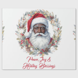Santa Holiday Blessings Flat Card Geschenkpapier