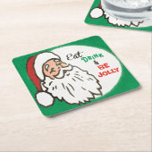 Santa Holiday Cocktail Party Retro Green Red Rechteckiger Pappuntersetzer (angewinkelt)