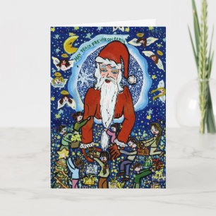 Santa Holiday Grußkarte von jungen Künstlern Feiertagskarte