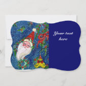 SANTA,HOLLYBERRIES,KROWNE,CHRISTMAS PARTY Red Blue Einladung (Rückseite)