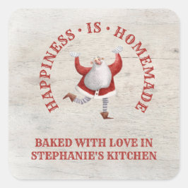 Santa Homemade gebacken mit Liebe Weihnachten Quadratischer Aufkleber