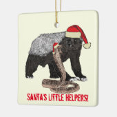 Santa Honey Badger und Snake Funny Irony Keramikornament (Links)