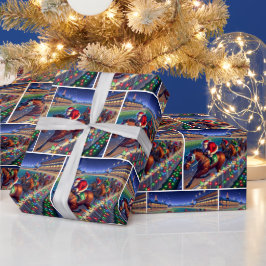 Santa Horse Racing Jockey Weihnachten Geschenkpapier