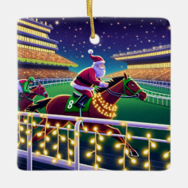 Santa Horse Racing Jockey Weihnachten Keramikornament