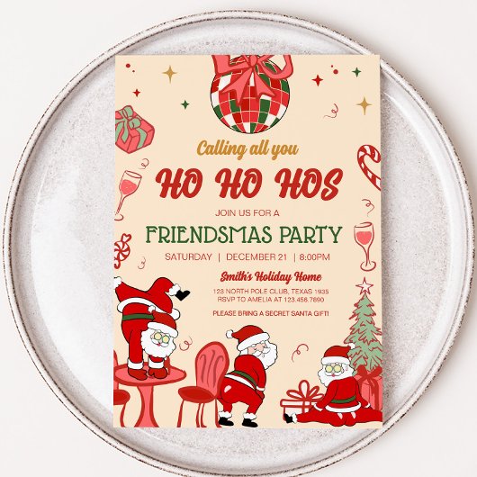 Santa Hos Funny Adult Friendsmas Weihnachts-Party Einladung