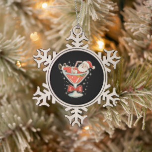 Santa Hot Mess Martini Glas Weihnachten Xmas Schneeflocken Zinn-Ornament