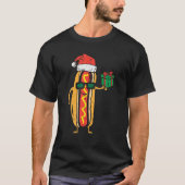 Santa Hotdog Funny Xmas Pjs Essen Weihnachten Paja T-Shirt (Vorderseite)
