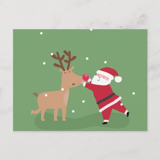 Santa Hugging Rudolph Postkarte (Vorderseite)
