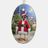 Santa Huhn Keramik Ornament (Links)